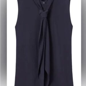Tory Burch Navy Blue Tie Front Blouse